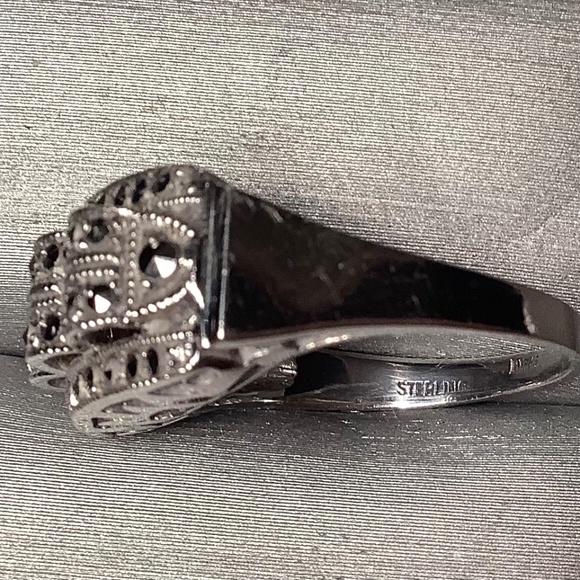 Antique Cut Sterling Silver Dinner Ring - Picture 2 of 5